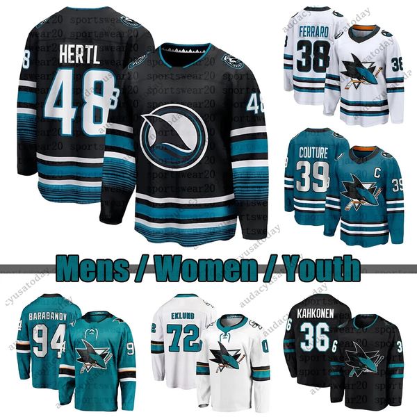 Custom Hockey Jerseys San Jose&#039;&#039;Sharks&#039;&#039;Mens Womens Youth 42 Jonah Gadjovich 18 Andreas Johnsson 36 Kaapo Kahkonen 71 Ni