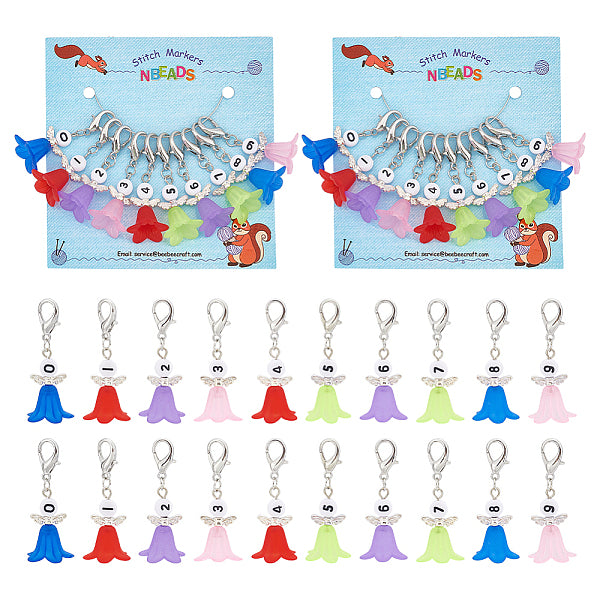 10Pcs 10 Style Number 0-9 Angel Locking Stitch Marker