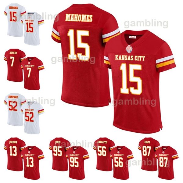 Mens-Youth-Women Custom Football Jerseys 15 Mahomes Kelce Noah Gray 52 Creed 25 Clyde 8 Justyn 56 George 35 Christian 16 Len 88 Tony Embroid