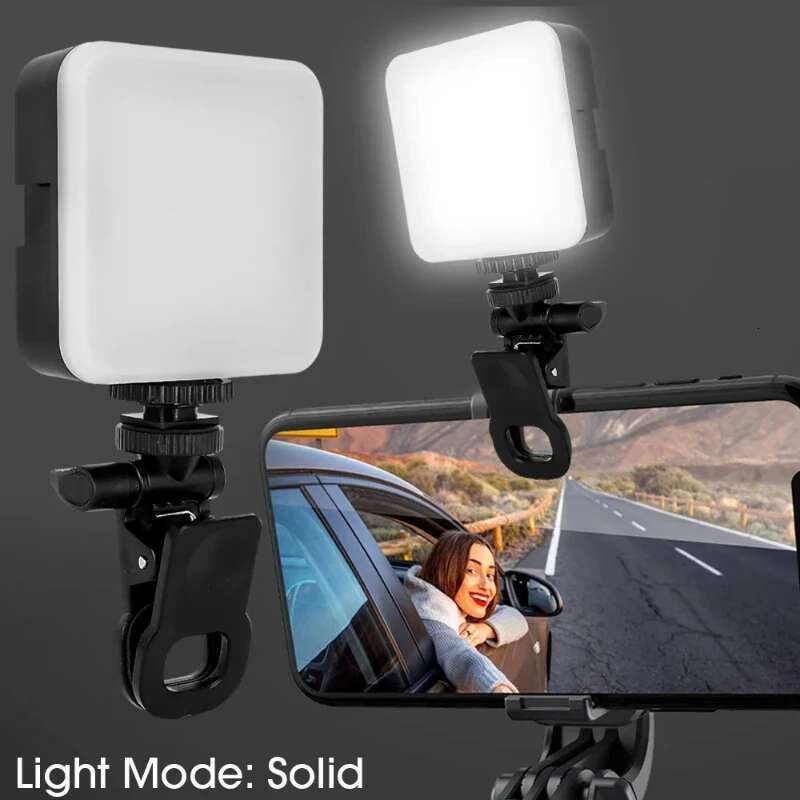 LED Video Camera Light Clip Mini Portable 5600K Mobile Phone Flashes Pography Lighting Lamp for Selfies Laptop Makeup Tablet
