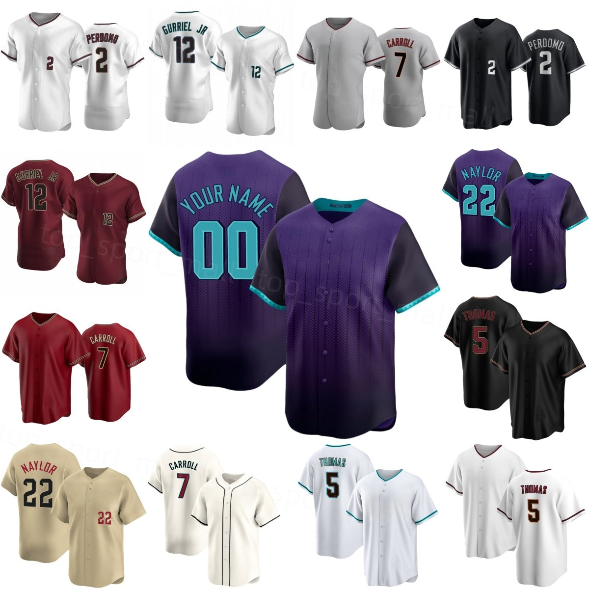 25 26 Baseball 7 Corbin Carroll Jerseys Men Youth Women 22 Josh Naylor 28 Eugenio Suarez 12 Lourdes Gurriel 2 Geraldo Perdomo 5 Alek Thomas City Con