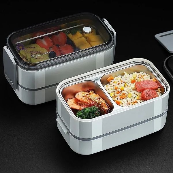 304 stainless steel lunch box suitable for adults children schools offices 1-2 floors microwave portable grids benches food storage containe