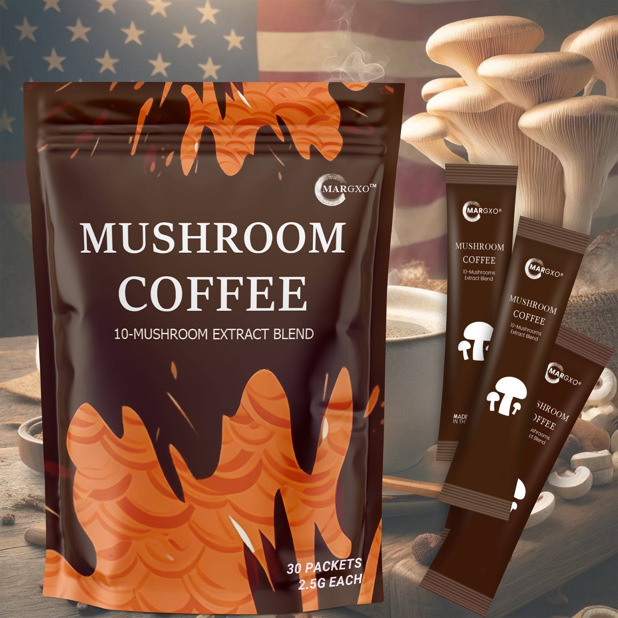 TEMU 30 Packs Of Mushroom Coffee, Each In Individual Packaging, Enjoy Natural Flavor Anytime