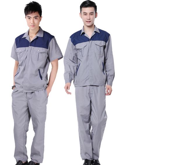 Summer Workwear Working Clothing Set Male-female Factory Uniform Workshop Auto Repair Short-sleeve Coveralls Suit Contrast Color
