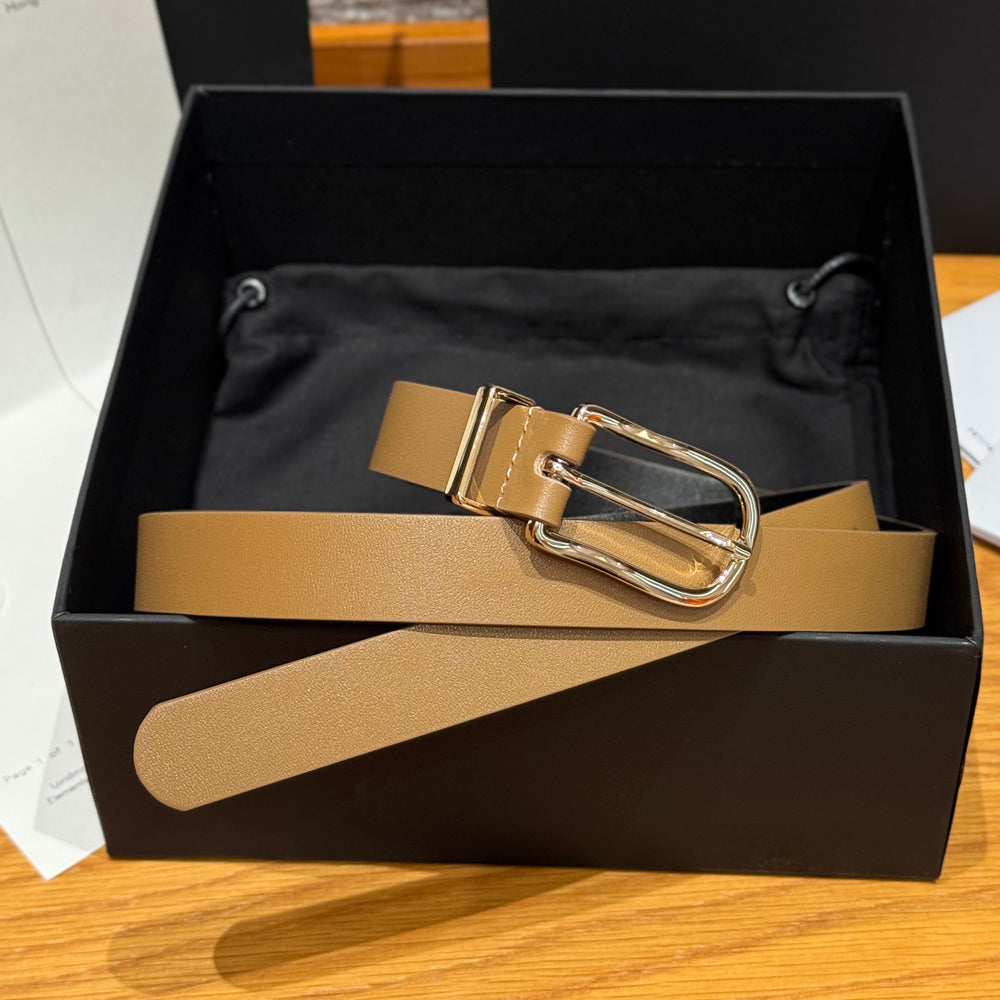 Leather Narrow Belt with Gold Buckle Women Designer Slim Waist Accessory Trouser Jeans Leather Belt Gold Buckle Waistband