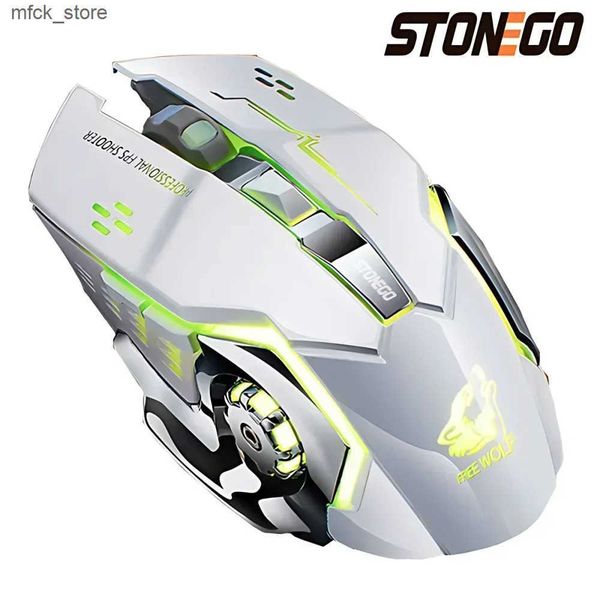 Mice STONEGO 2.4G Wireless Bluetooth USB Computer Game Mouse with Receiver LED Colorful Changing Optical Silent Ergonomic J241220