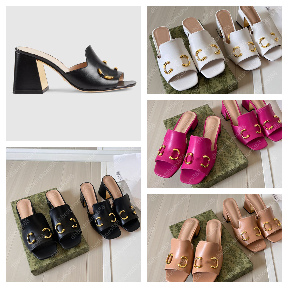 Women Slippers Designer Heels Womens Slides Sandals Mule 3-7cm Block Heel Mules Slip On Slipper Classics Gold-Toned Hardware Dress Sandale Hospital