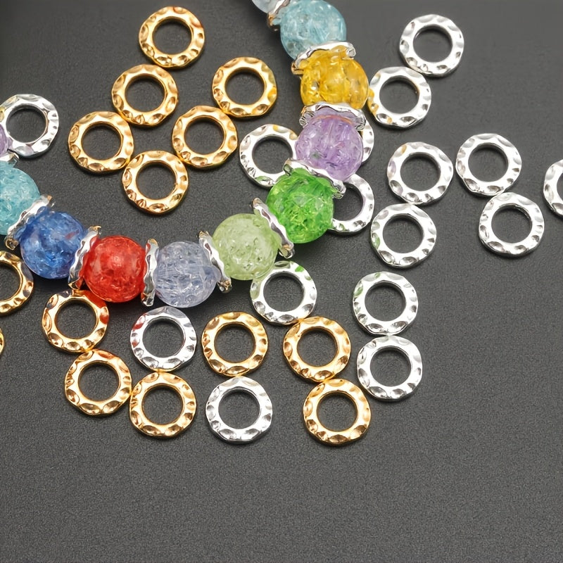 TEMU 300pcs 8mm Silvery And Golden Alloy Large Hole Spacer Beads For Making - Perfect For Crafting Bracelets, Necklaces, Earrings, And Other Handmade