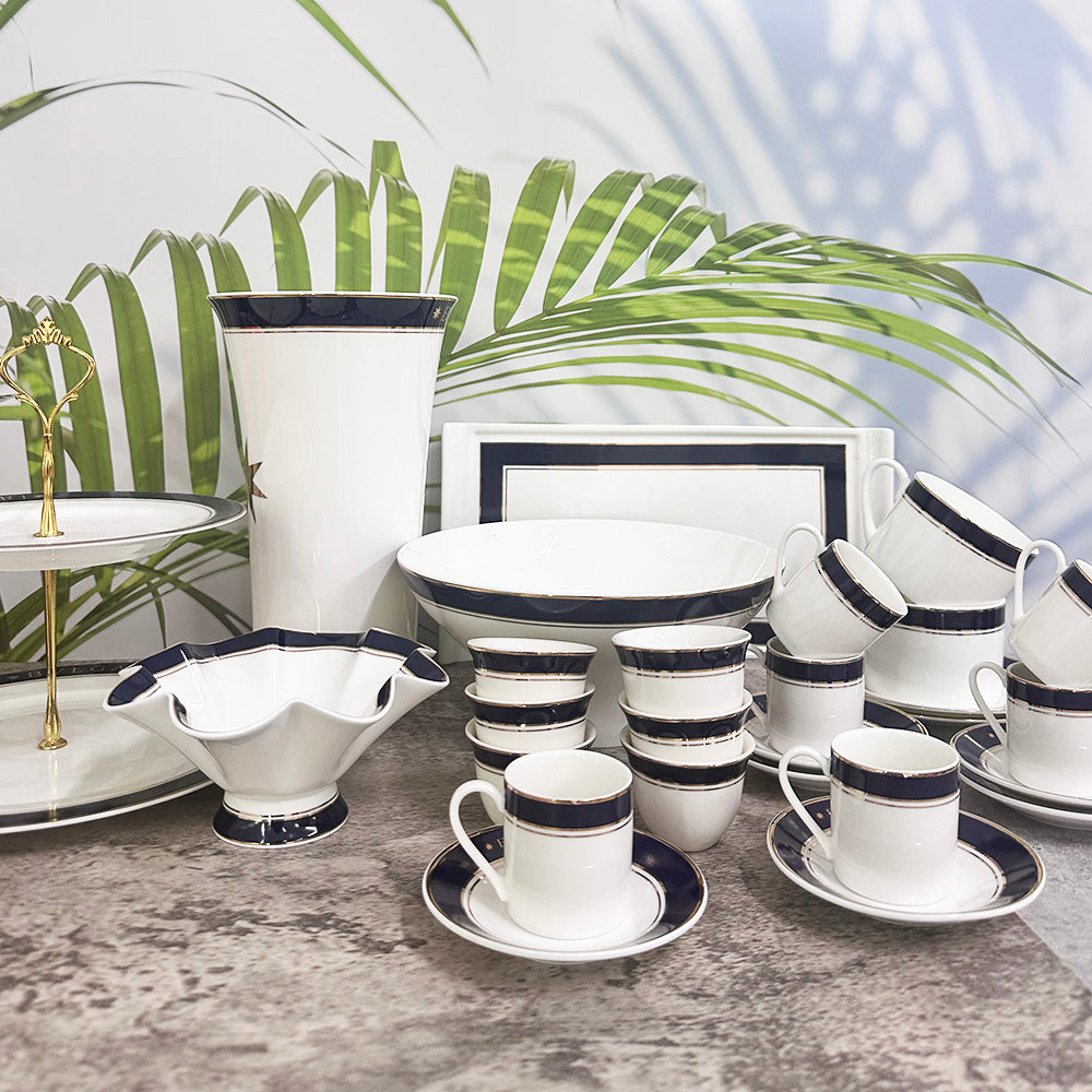 Fashionable underglaze tableware set - elegant ceramic bowls-plates-soup bowls, chic kitchen-dining