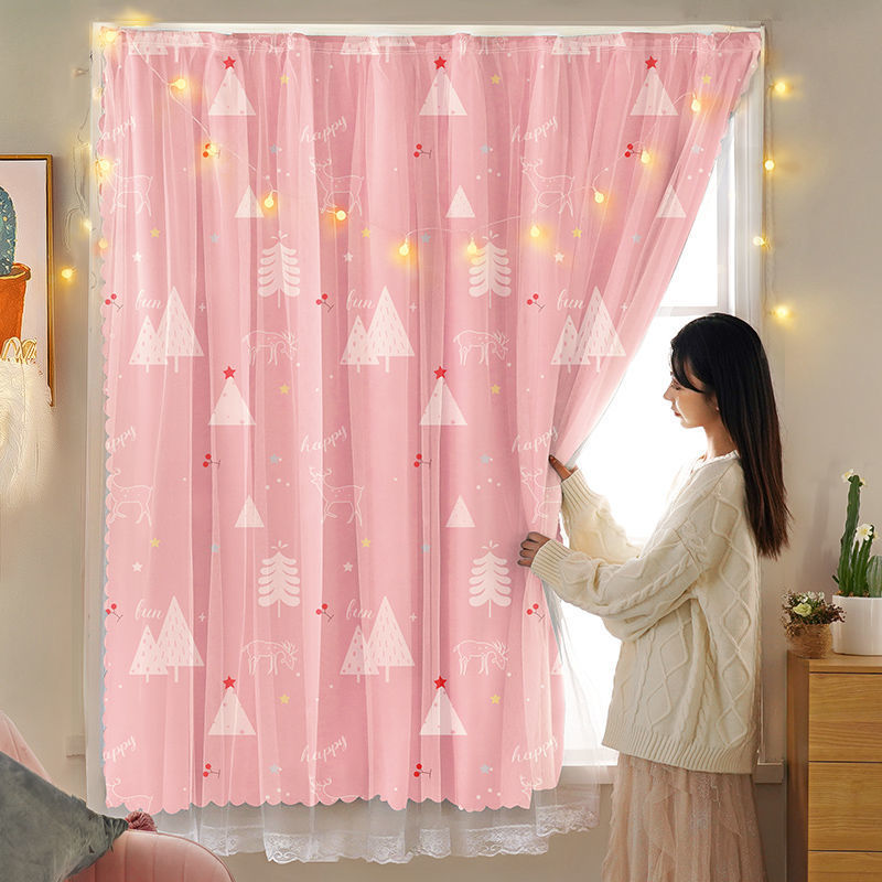 YL-36066 Velcro curtain bedroom bay window no need to punch installation simple self-adhesive blackout curtain finished product