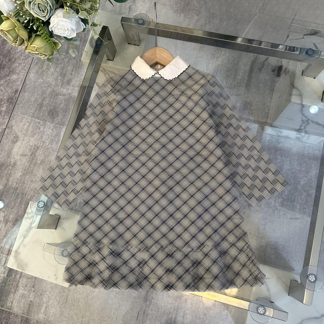 Top Girls dress White collar design kids dress Doll collar girls dresses Long sleeves baby skirt Baby Clothes A209X06N052