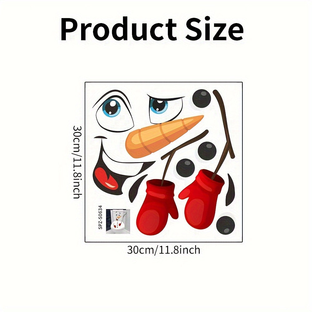 TEMU Christmas Snowman Toilet Lid Decal - Waterproof, Self-adhesive Pvc Bathroom Sticker For Festive Holiday Decor, Best For Christmas
