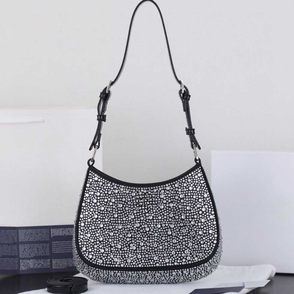 Underarm bag High quality Cleo bag evening dress bag designer bag fashionable luxury handbag diamonds bag shoulder bag womens handbag rhinestone bag