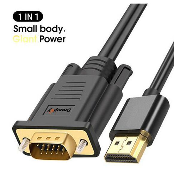 HDMI TO VGA Cable Video Cables Gold Plated High Speed 1080P 3D Cable for HDTV 1080P HD Splitter Switcher Projector TV Monitor HD-15 Pin Male