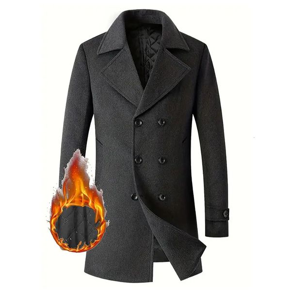 Alta qualidade Outono e inverno masculino casaco de lã da moda e algodão Double Double Jacket Long Casual Jacket Clothing 241116