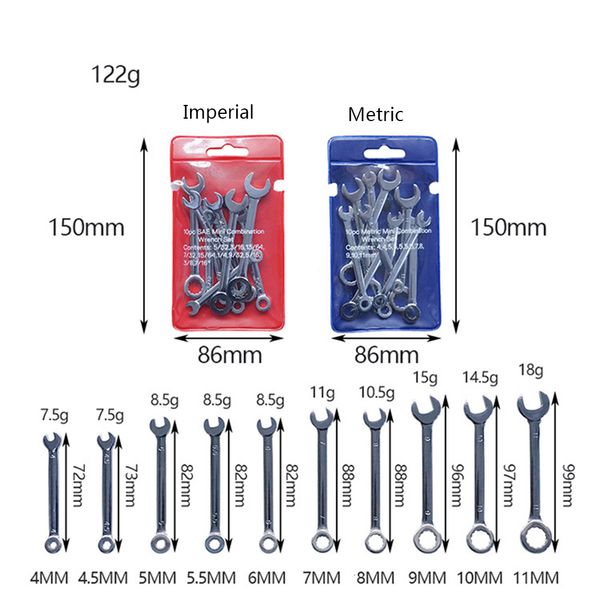 Electric Wrench 10pcs Mini Spanner Wrenches Set Hand Tool Key Ring Explosion-proof Pocket British-Metric Type 230510