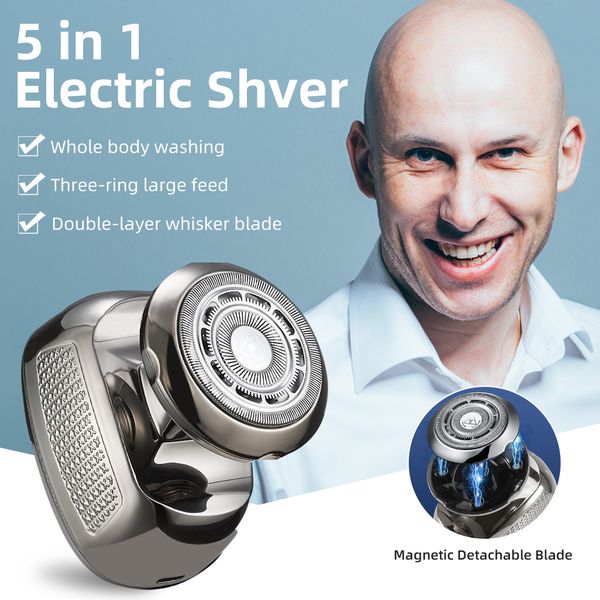 5 em 1 kit multifuncional kit de higiene masculina recarregável cabeça careca barbeador elétrico barba nariz aparador de cabelos de cabelo c