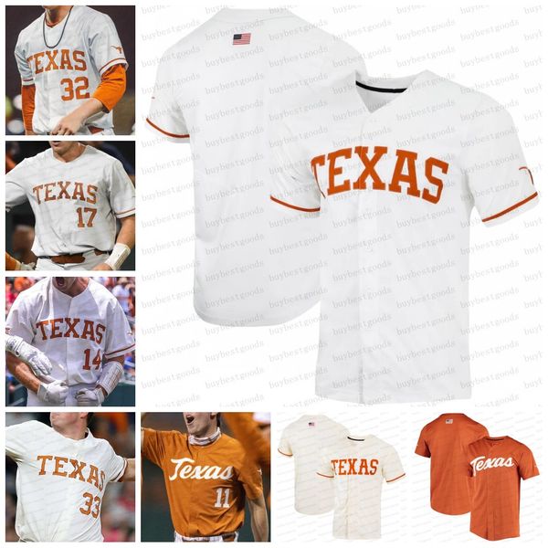 Custom Texas Longhorns Baseball Jersey - Curtiss Madden Melendez Bryant Garrido Pierce Knebel