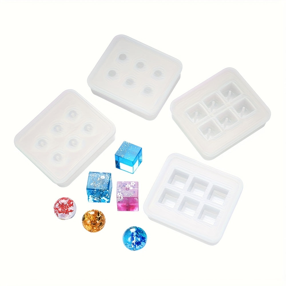 TEMU 4pcs Silicone Mold Set For Diy Bead Making, Suitable For Epoxy Resin Bracelets, Necklaces, Keychains, Pendants, Jewelry Making