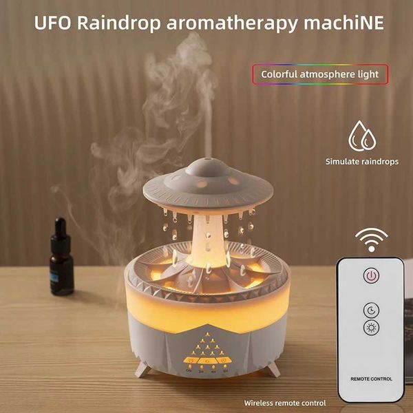 Humidifiers Humidifiers 350ml Aroma Air Humidifier Mini Usb Remote Control Raindrop Colorful Light Aromatherapy Room Rain Cloud Aroma Oil Di