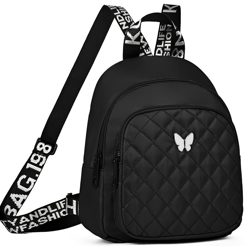 TEMU New style neutral backpack for women, Korean fashion version, travel and casual wear, versatile and easy to match. [Zipper direction and letter