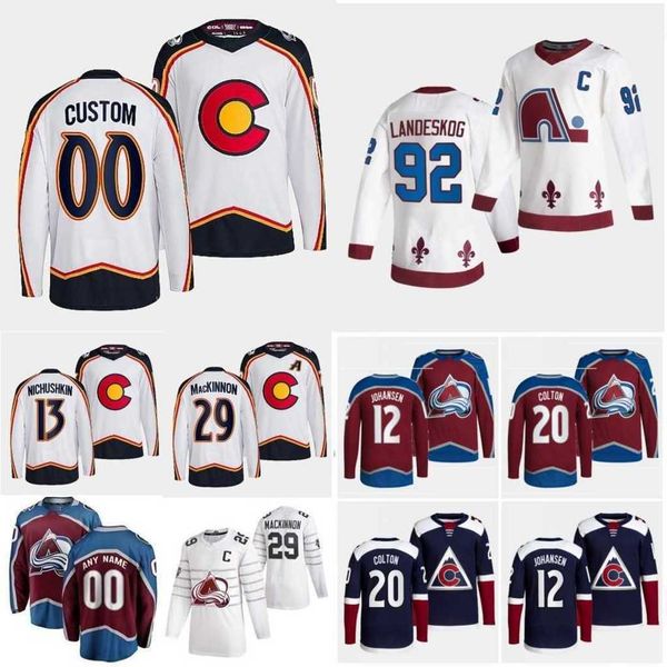#29 Nathan Kinnon Reverse Retro hockey jersey #8 Cale Makar Mikko Rantanen Gabriel Landeskog Miles Wood Joe Sakic Valeri Nichushkin Ryan Joh