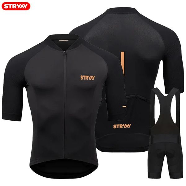 Strvav Men Summer Cycling Clothing Sets Roupos de bicicleta de montanha respiráveis Roupas de ciclismo jovens ropa ciclismo veno triathlon