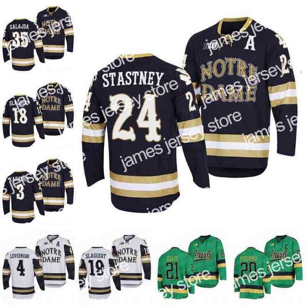 College Hockey Wears Notre Dame Fighting Irish 2022 NCAA Regional Finals Navy Hockey Jersey Landon Slaggert Matt Galajda Jesse Lansdell Max