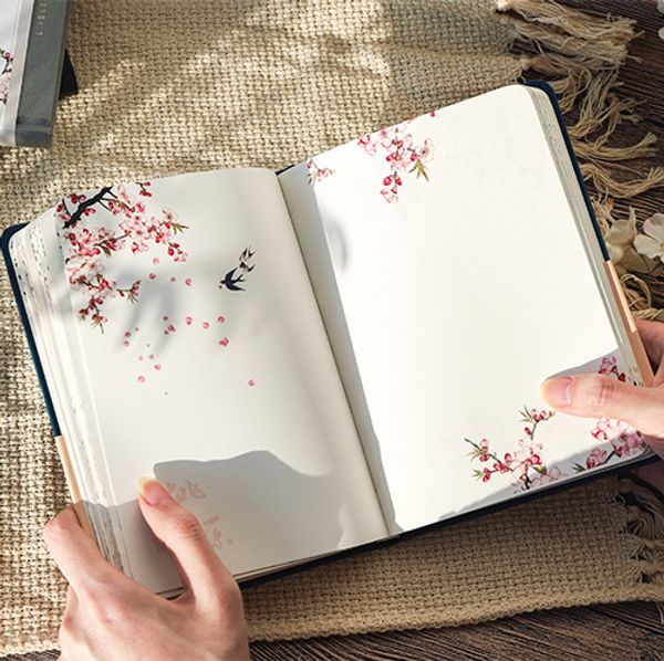 Notepads Color Inside Page Notebook Chinese Style Creative Hardcover Diary Books Weekly Planner Handbook Scrapbook Beautiful Gift 230510