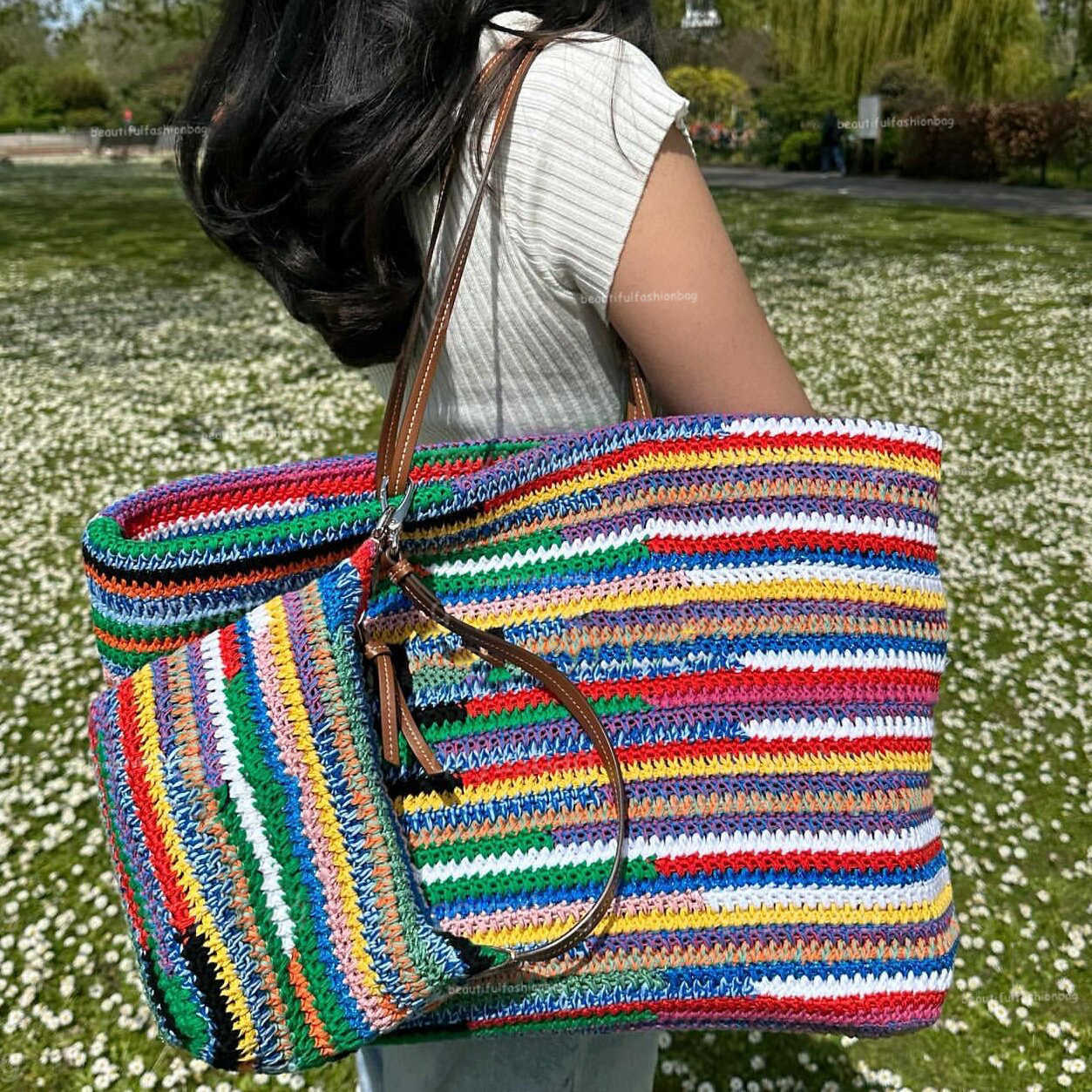 2024 Ladies Designer Rainbow Bag Handbag Shoulder Skew Messenger Weaving Grain Genuine Leather Plain High quality Elephant Grey tote Bag Whole Grain