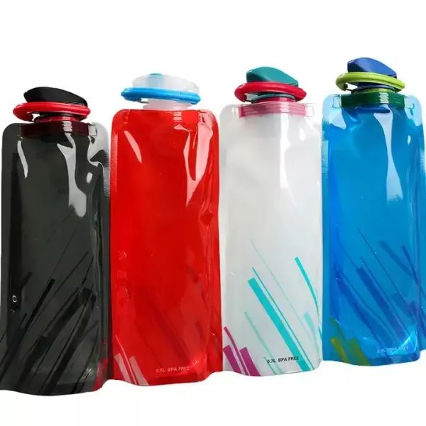 Foldable Bag Kettle PVC Collapsible Bottles Outdoor Sports Travel Climbing Water Bottle With Pothook FY
