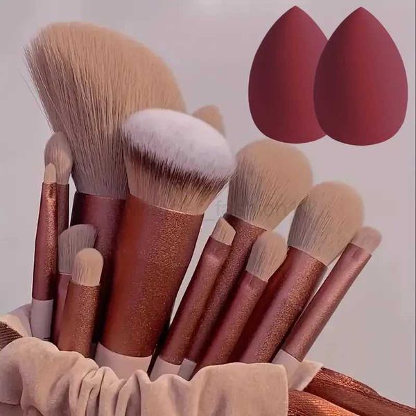 13Pcs Soft Fluffy Makeup Brushes Set for Cosmetics Foundation Blush Powder Eyeshadow Kabuki Blending with Makeup Sponge EggXJ240807