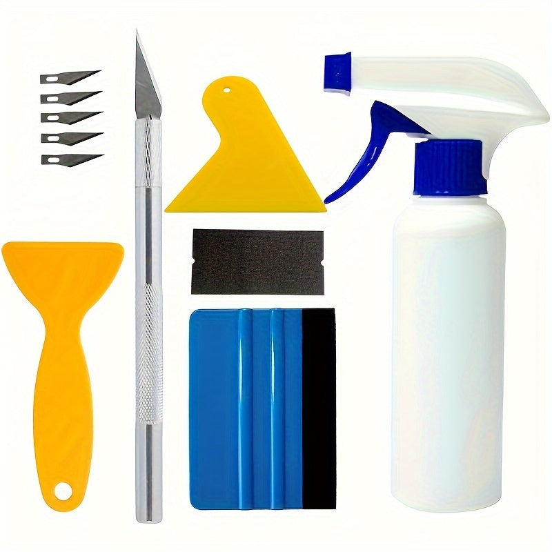 TEMU Complete Car Vinyl Wrap & Window Tint Kit With Felt Edge Squeegee - Scratch-proof Installation Tools For Auto Film, Wallpaper Smoothing & Decal