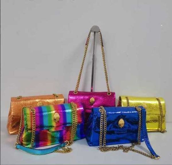 Kurtly Geigerly Womens 2023 Designer Bag New Arrivals Women Purse Colorful Painted Snakeskin Grain Lady Handbag Eagle Metal Icon The Crossbo