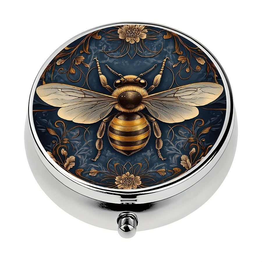 TEMU Bee-shaped Pill Box, A Mini Decorative Pocket Pill Organizer With 3 Compartments, Travel And Storing Vitamins.