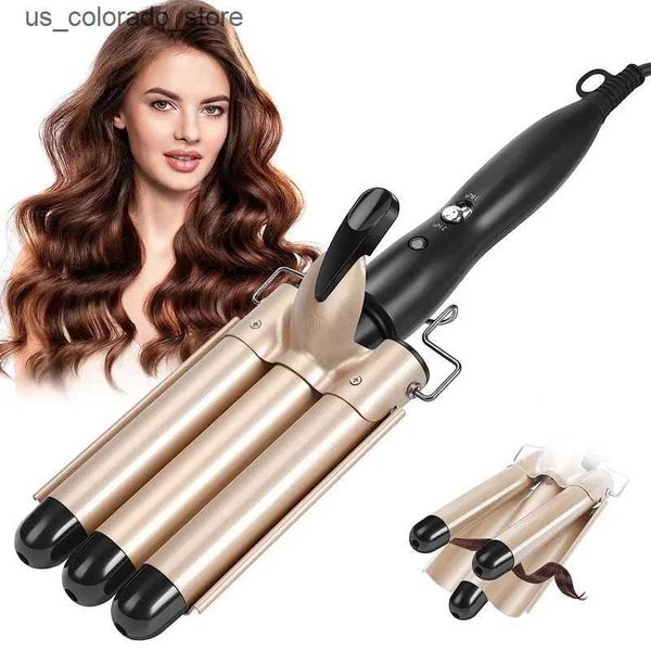 Hair Curlers Straighteners Curling Iron Wand With Lcd Temperature Display - 1 Inch Ceramic Tourmaline Triple Barrels Coating Hair Curler L24