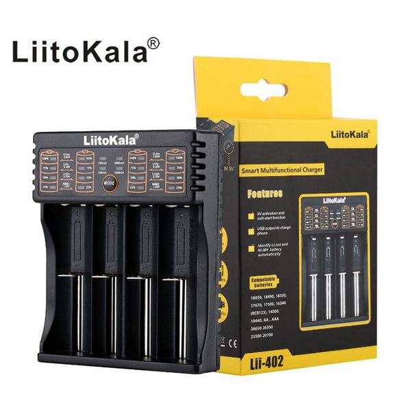 Liitokala 18650 Battery Charger 2 4 Slots USB Smart Chargers For 18650-26650-18350-16340-18500-AA-AAA NiMH Lithium Battery Lii-402 Lii-202