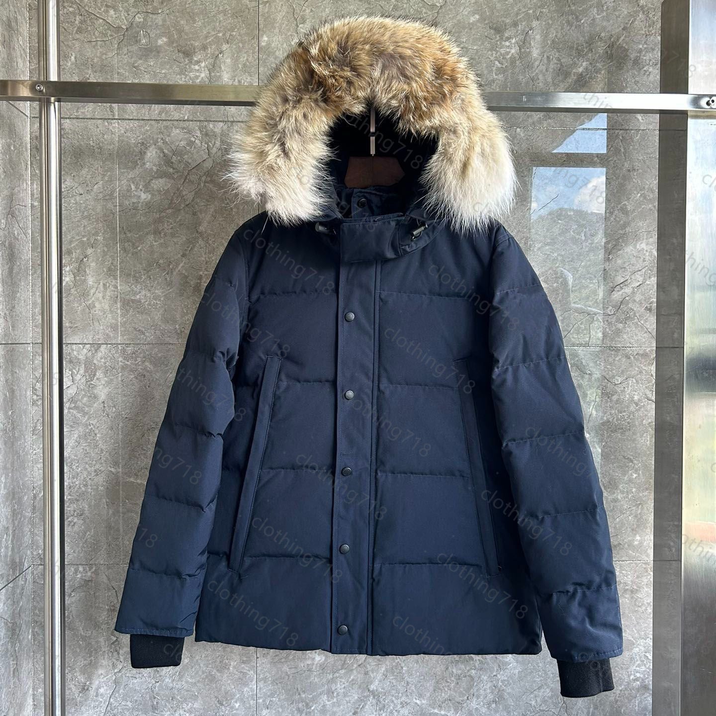 mens winter jacket puffer jacket parka down jacket homme warm outerwear wolf fur hooded fur manteau jacket coat doudoune red-black label designer ja