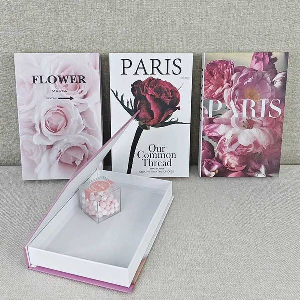 Fashion Brand Fake Books Decoration Luxury Perfume Girl Flowers Magazine Decorative Book Storage Box Coffee Table Hotel Decor M240903