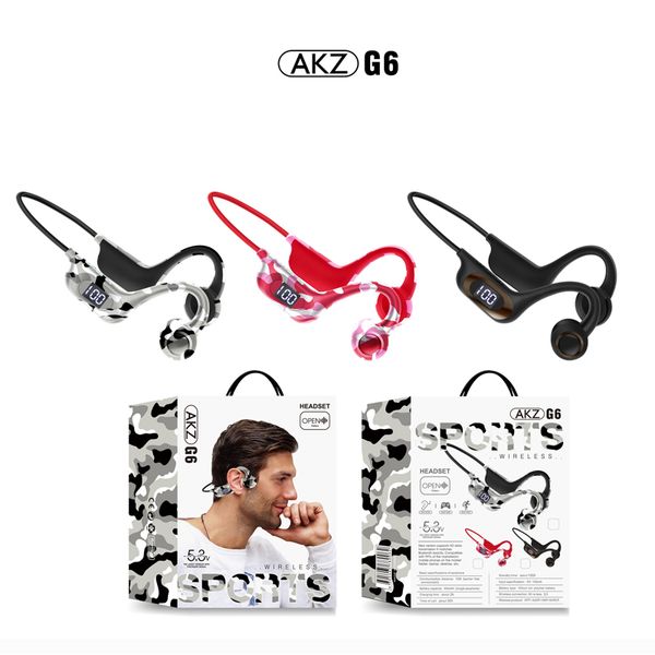 Newest AKZ-G6 Conduction Earphones Bluetooth Headphone Sports Open Air Headset Wireless Ear Hook Earbuds With Package Box
