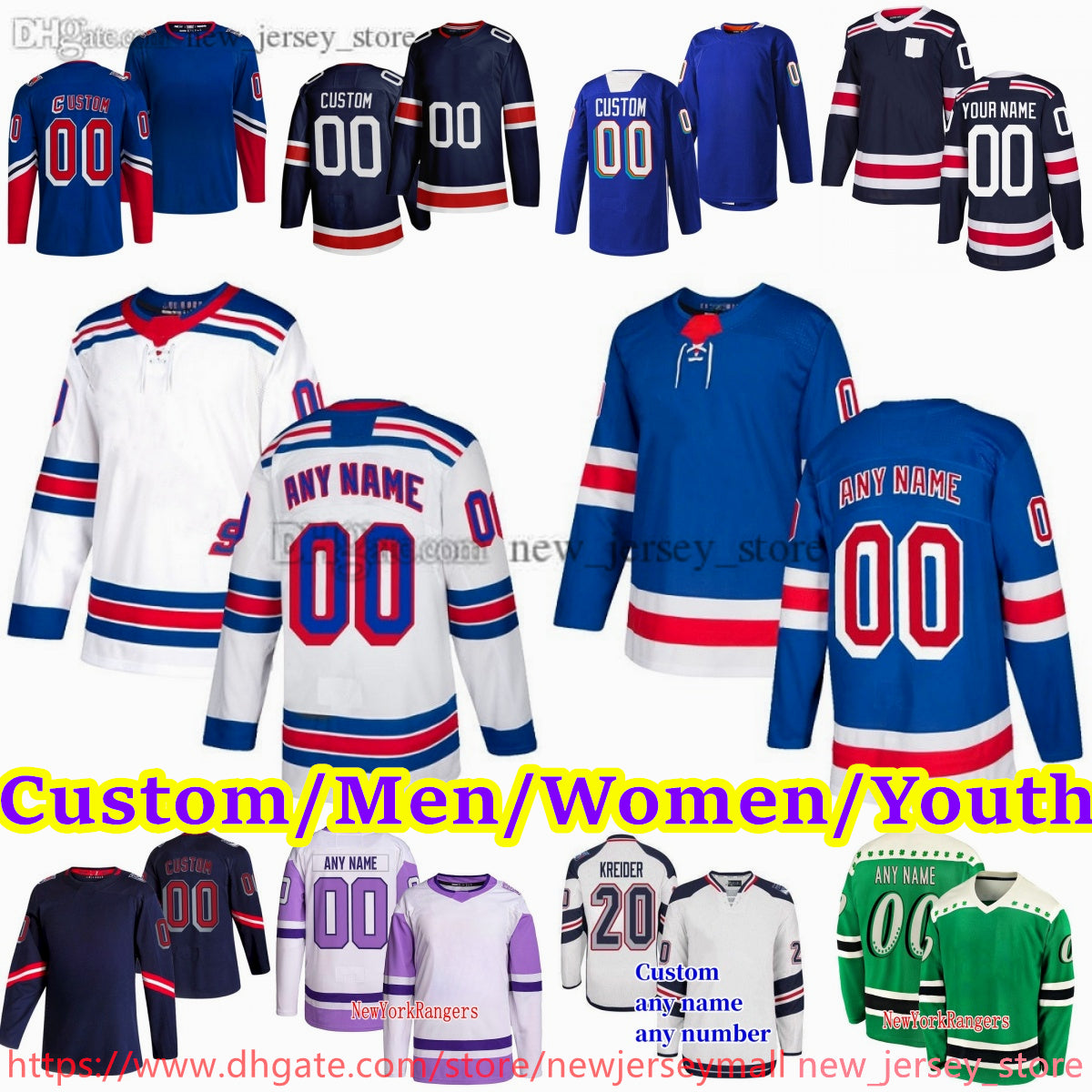 New Ice Hockey 10 Artemi Panarin Jersey Stitch 20 Chris Kreider Adam Fox Igor Shesterkin Mika Zibanejad Alexis Lafreniere Jacob Trouba Kaapo Kakko J