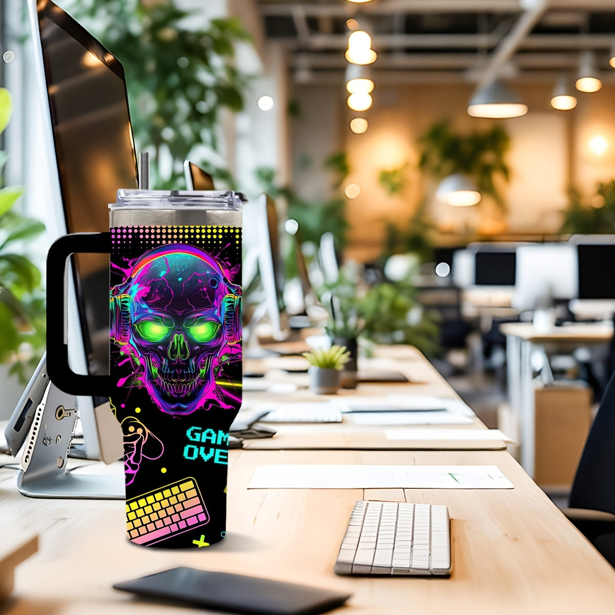 TEMU Gamer Gifts For Men, 40 Oz Gaming Tumbler With Handle And Straw, Gamer Boyfriend Husband Men , Birthdays, Gaming Mugs, For Men, Valentine's Day