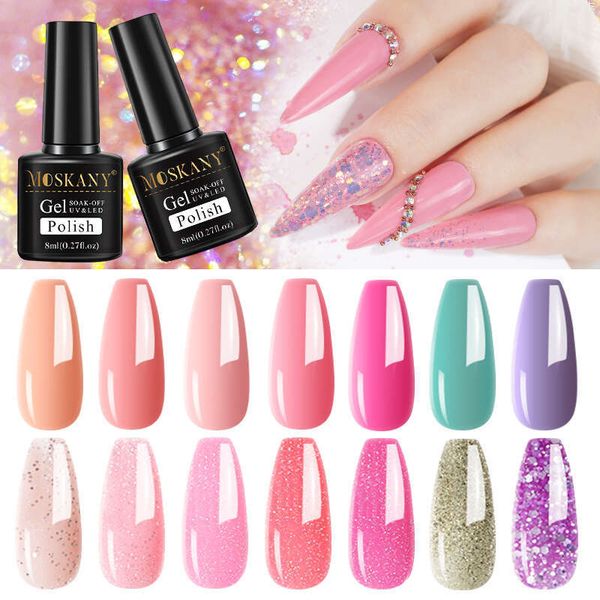 Moskany 30 Colors 8ML Gel For Drying Soak Off UV LED Semi Permanent Manicure Varnish DIY Glitter Nail Art Polish