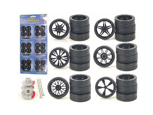Wheels and Tires and Rims Multipack Set of 24 pieces for 1-24 Scale Model Cars and Trucks