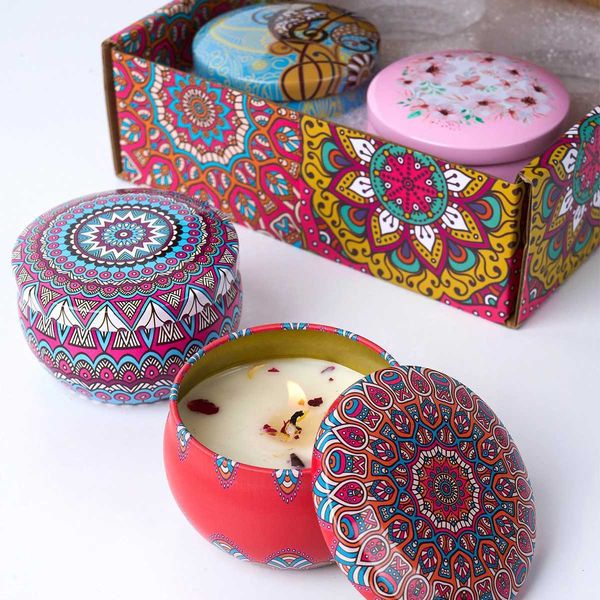 4 scented candles set rose lavender scented candle jar perfume wax family wedding birthday gift decoration W250110