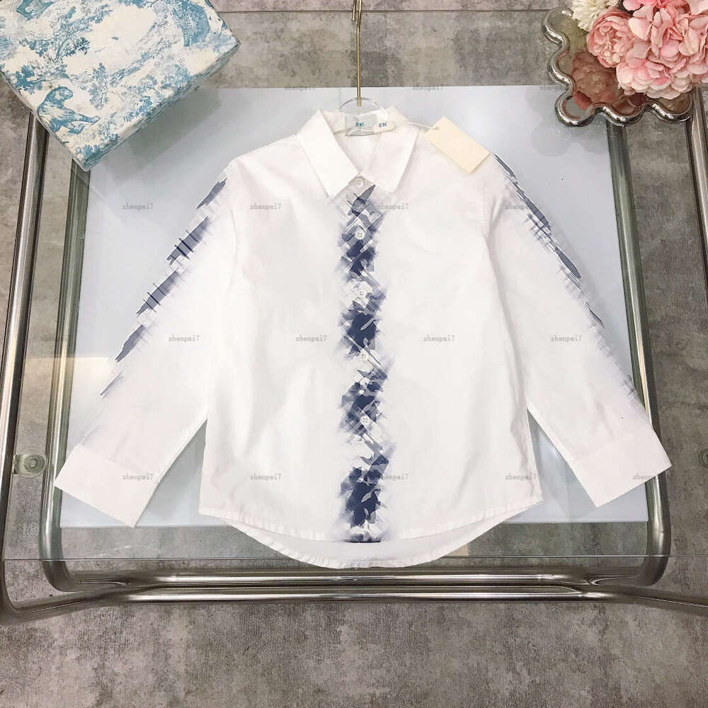 Top baby shirt High quality lapel shirt kids designer clothes child cardigan Single-breasted girls boys Blouses A235X07N059-a