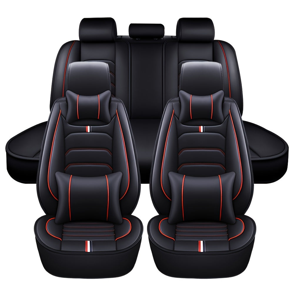 TEMU [5 Premium Leather Seat Covers] 5 Seat Premium Leather Car Seat Covers Full Set | Waterproof For Car Sedan Suv Truck | Front & Rear Seat Cushion