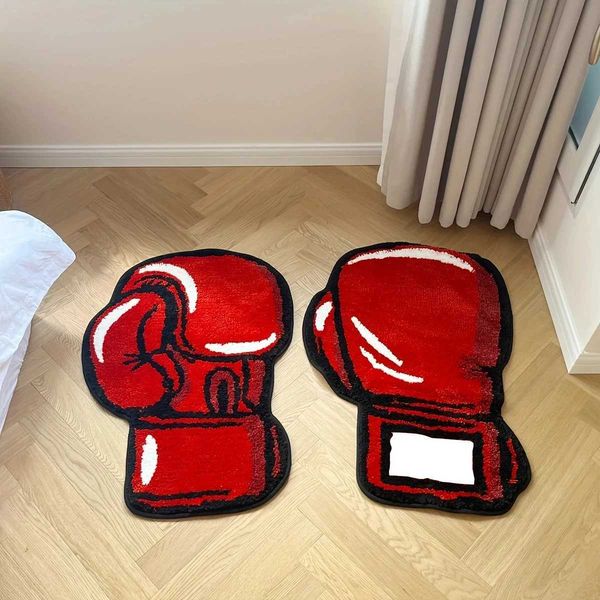 Red left and right boxing gloves living Ro carpet fashionable bedding corridor area floor mats door mats aesthetic decoration Y240102