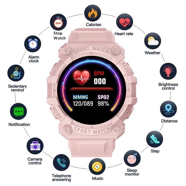 Watches Men Women Heart Rate Health Monitoring Clock Waterproof Sports Multifunctional Smart Watch Male 144 Inch FD68S Claxg