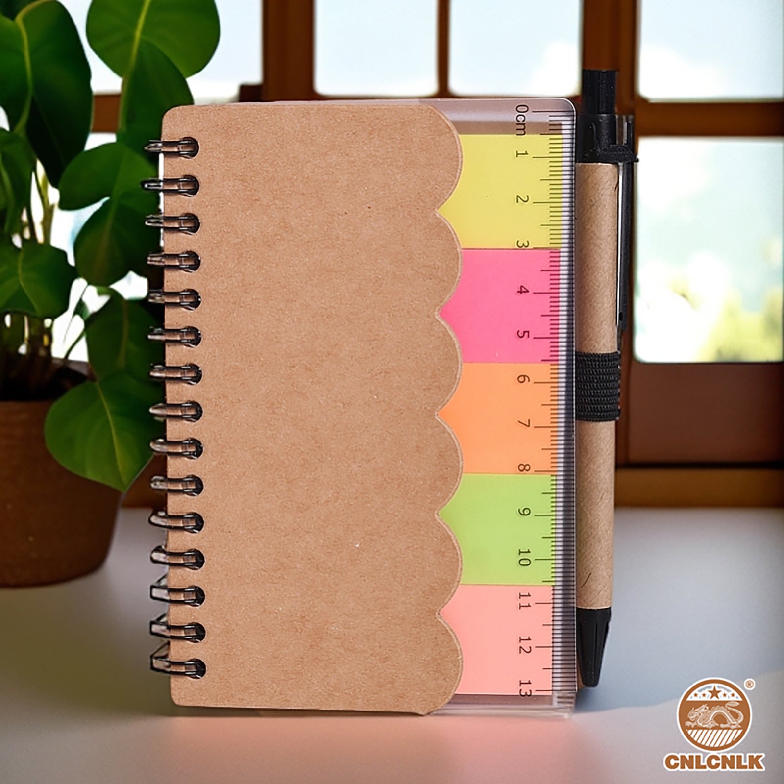 A6 Small Spiral Coil Notebook, Office Supplies With A Ruler That Can Be Torn Off, Irregular Shape, N Times Adhesive Sticky Sticky Notes